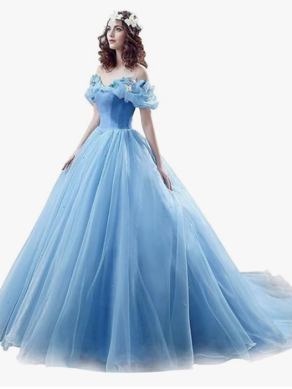 Women's Off Shoulder Quinceanera Ball Gowns Masquerade Princess Long Prom Formal
